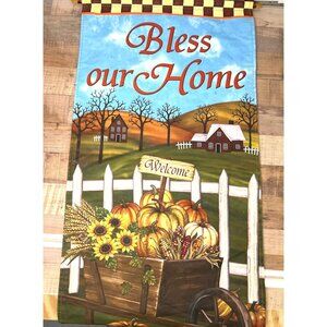 Bless Our Home Autumn Harvest Decorative Garden Flag With Pumpkins & Sunflowers